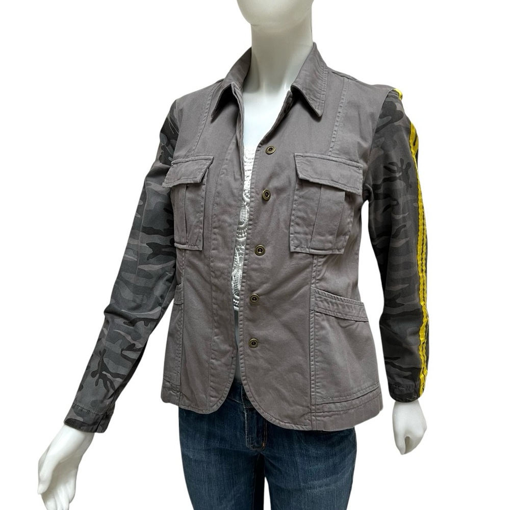 New Military Utiliy Jacket Blazer Camo Stripe Fitted Academia Preppy Da Nang NWT - Picture 4 of 14